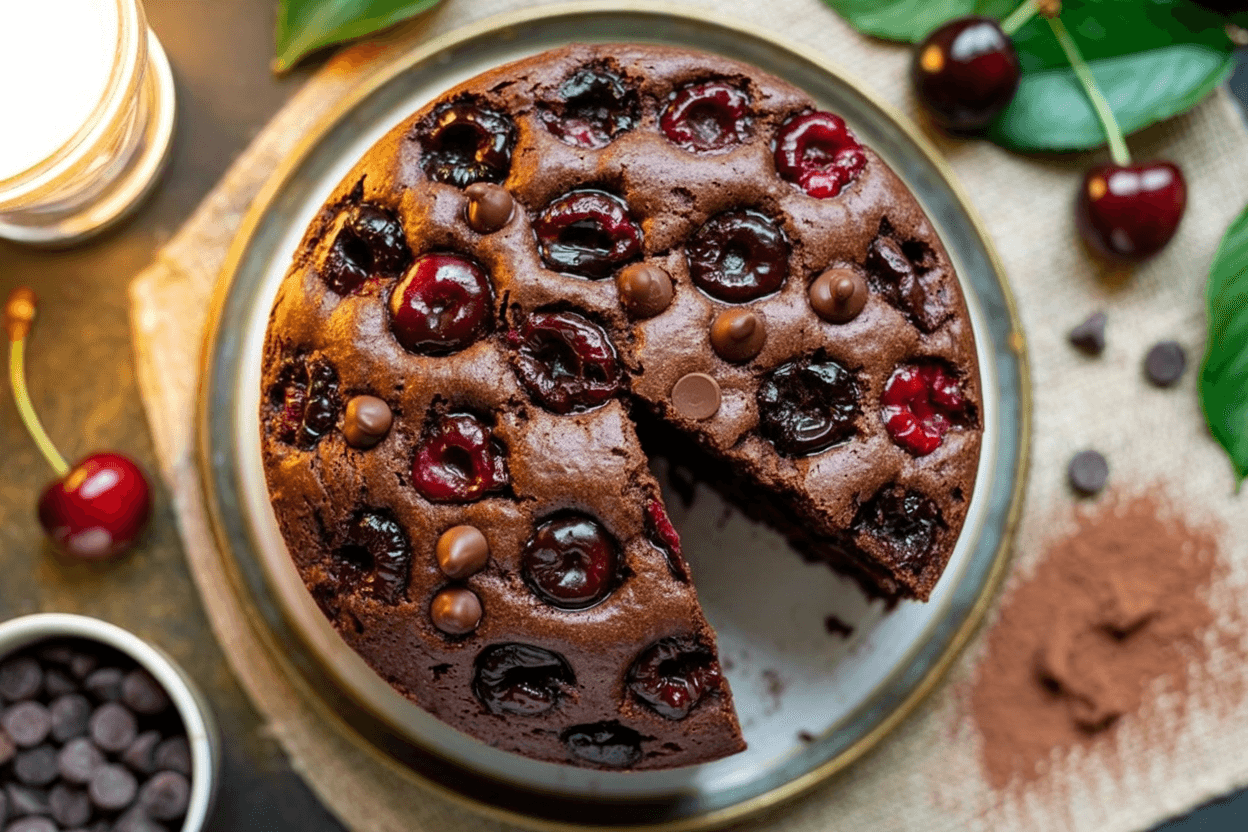 Saftiger Schoko Kirsch Kuchen: vegan, schnell & unwiderstehlich