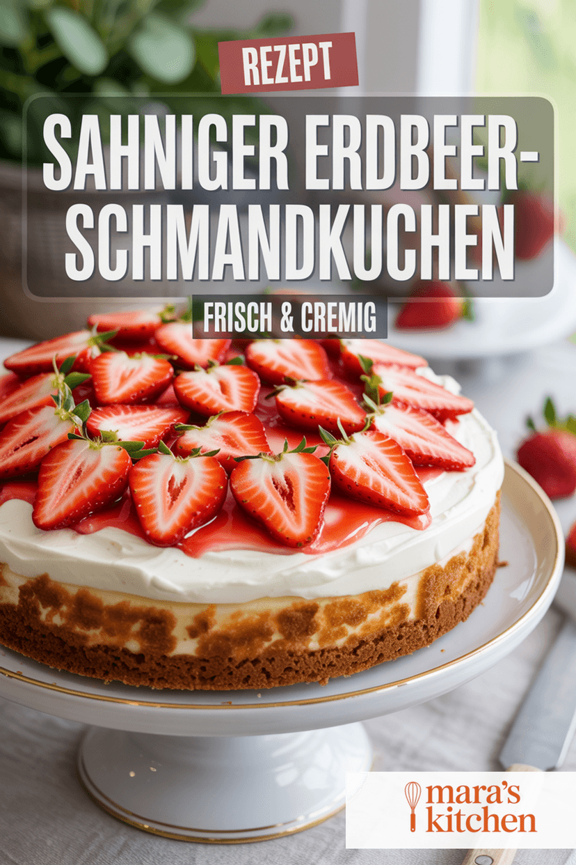 Sahniger Erdbeer-Schmandkuchen: fruchtig, cremig & unwiderstehlich - Kuchen Rezept