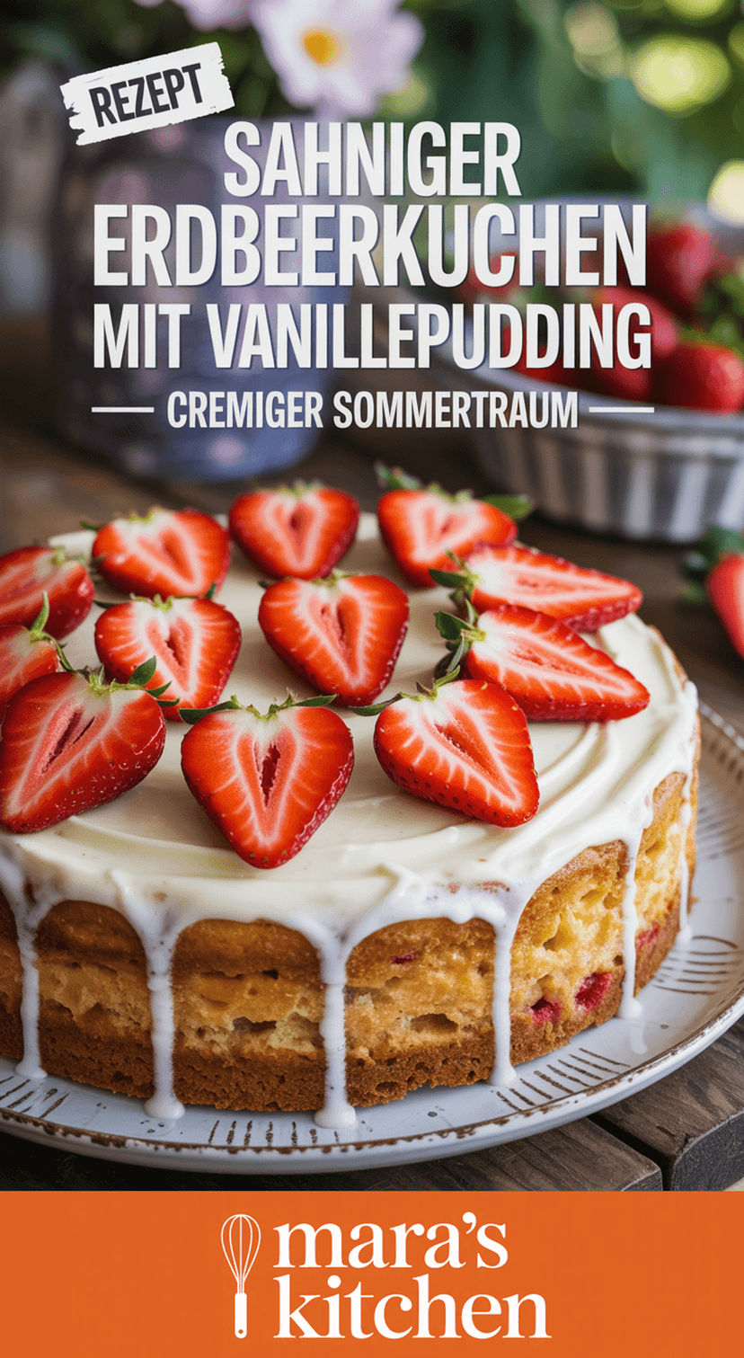 Sahniger Erdbeerkuchen mit Vanillepudding: Sommergenuss wie bei Oma - Kuchen Rezept