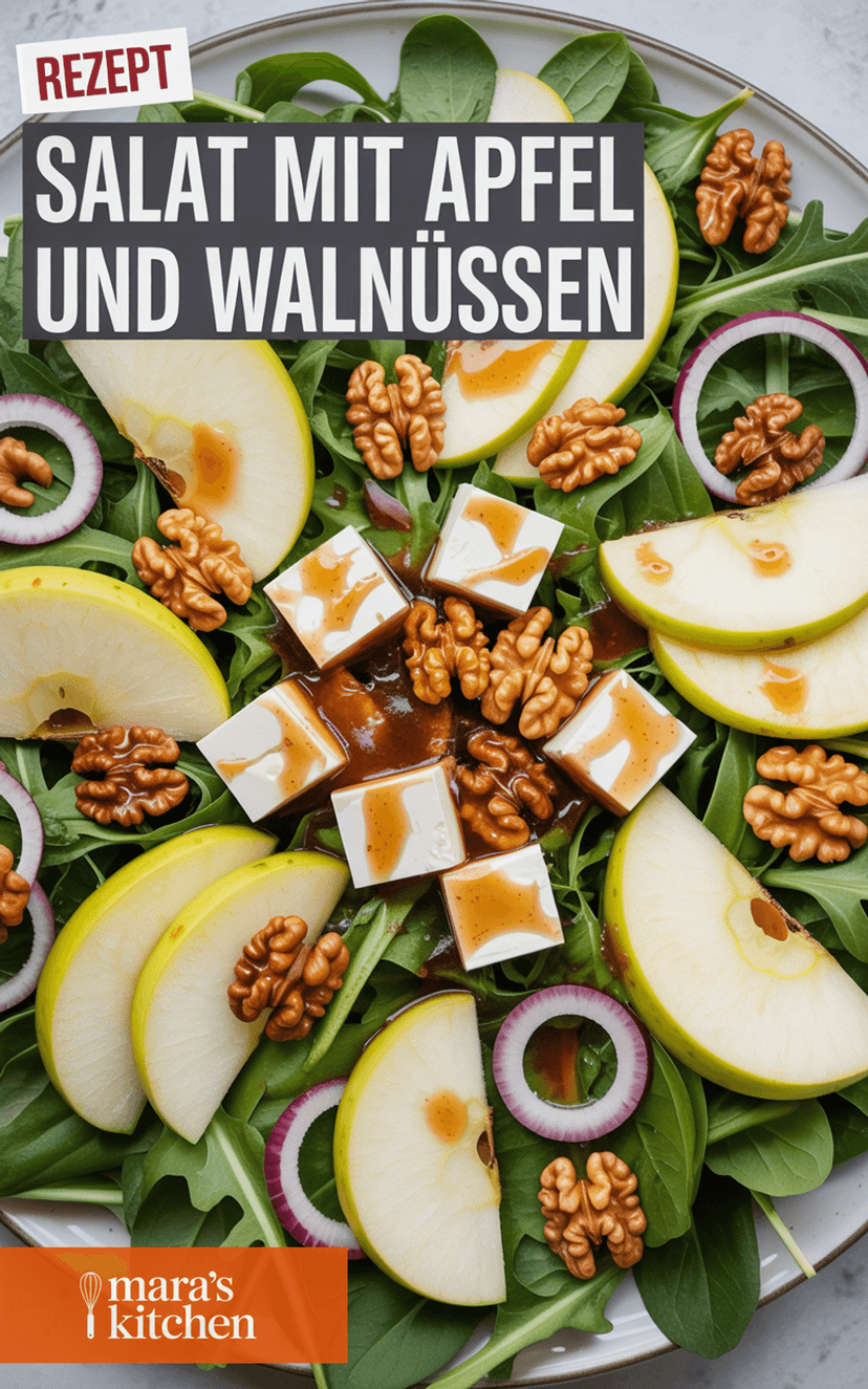 Salat mit Apfel und karamellisierten Walnüssen - Salat Rezept