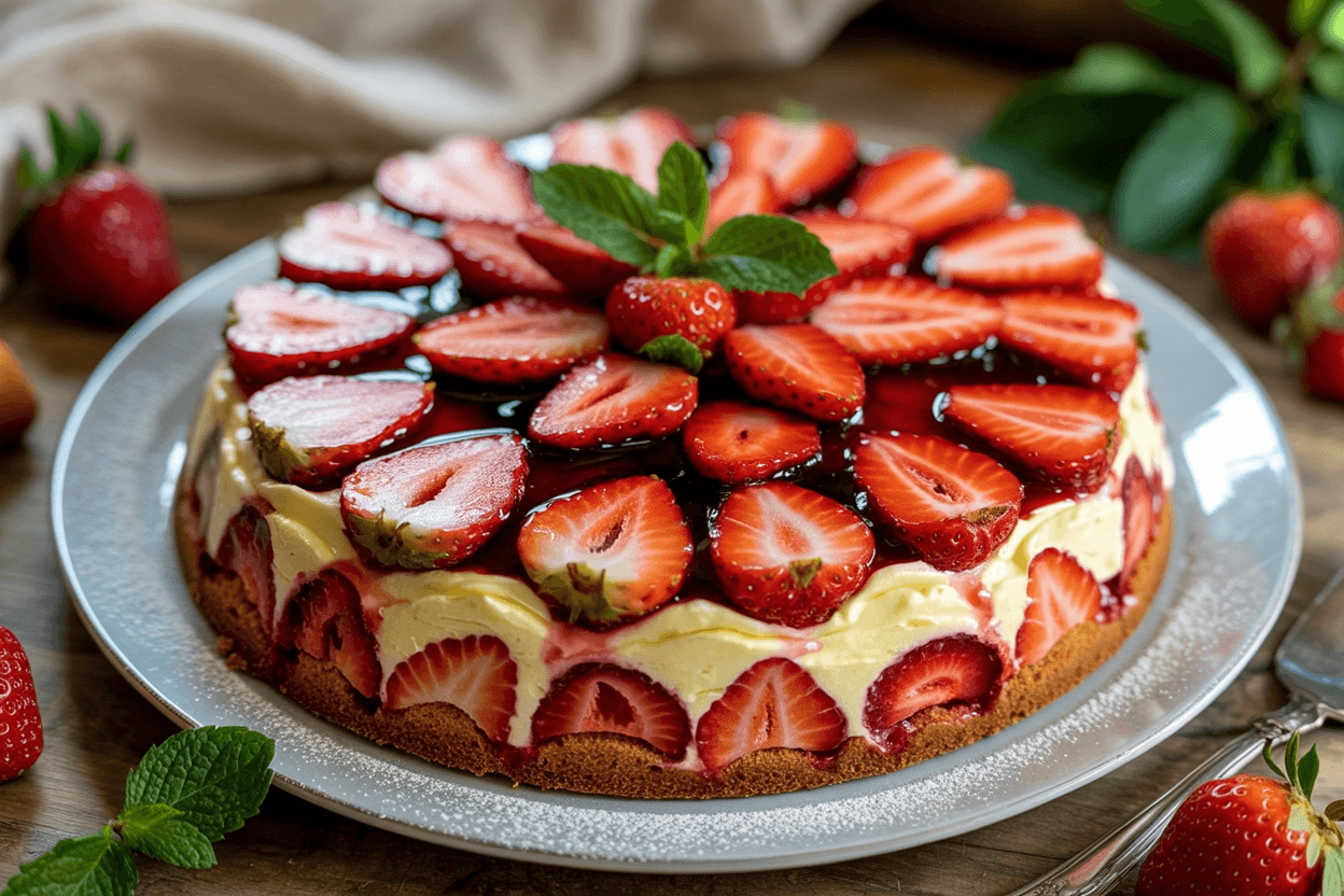 Samtiger Erdbeerkuchen mit Mascarpone: cremig, fruchtig & unwiderstehlich