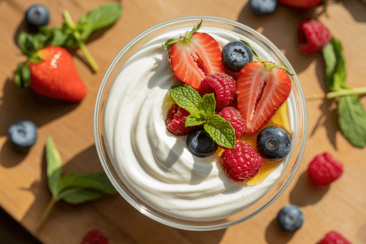 Schnelle Quarkcreme mit Früchten