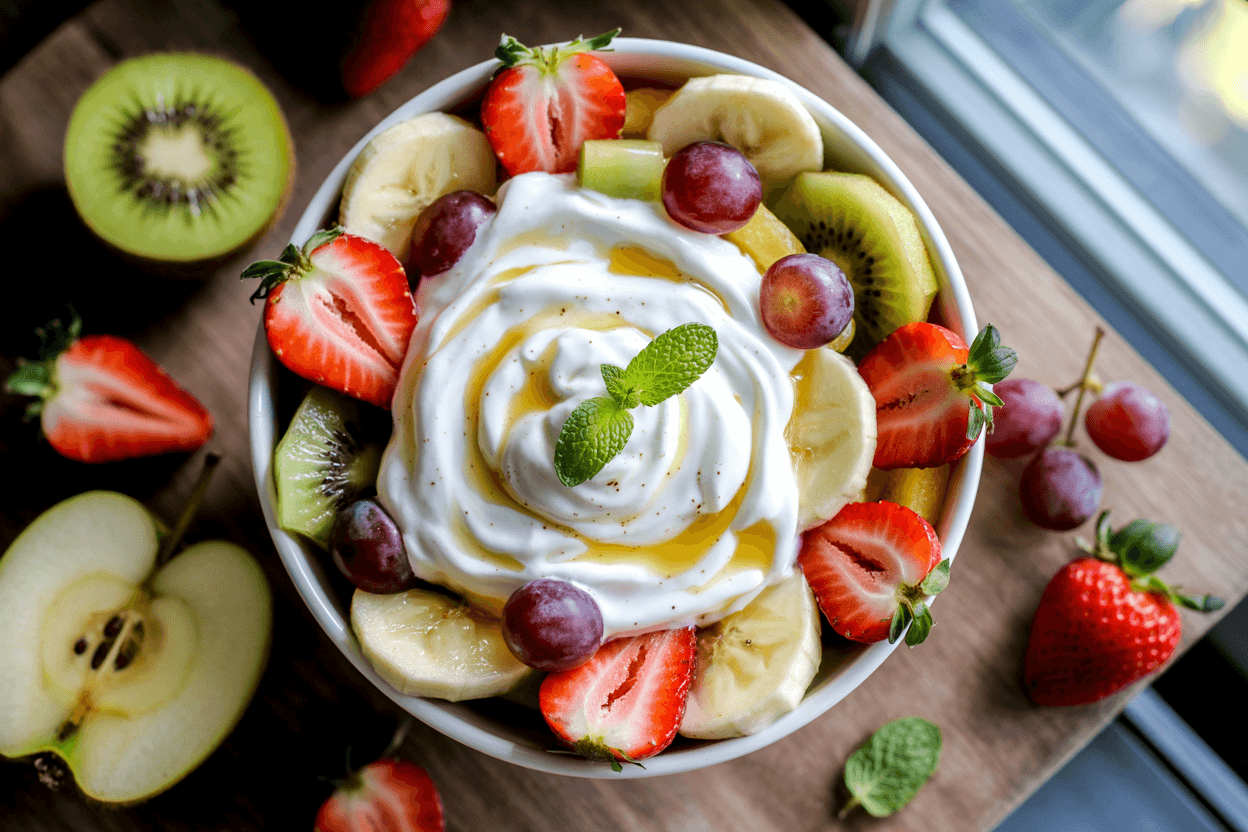 Schneller Obstsalat mit Joghurt