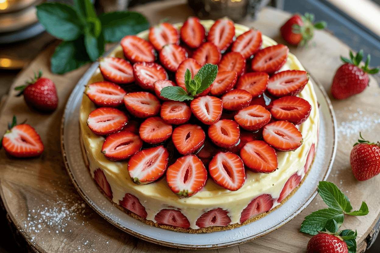 Sommerliche Erdbeertorte mit Puddingcreme: Fruchtig, leicht & unwiderstehlich