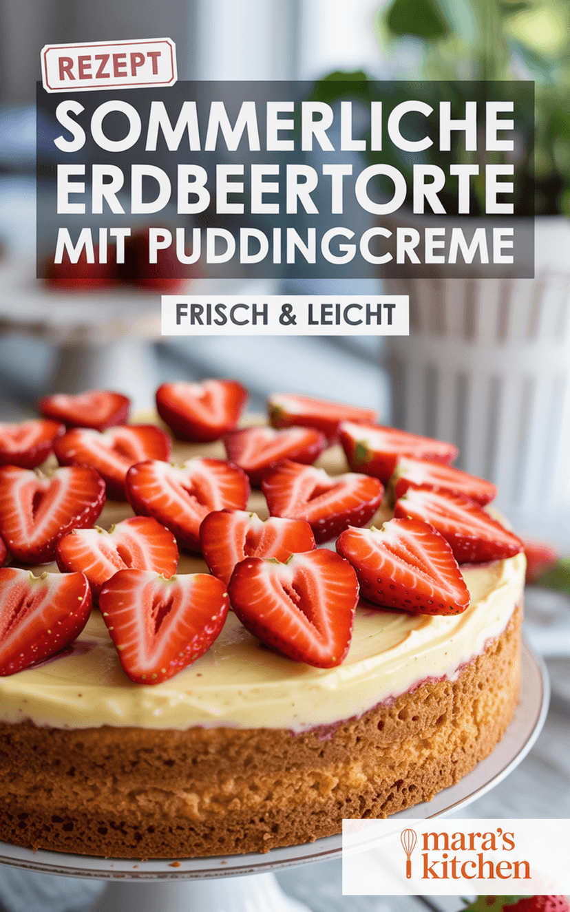 Sommerliche Erdbeertorte mit Puddingcreme: Fruchtig, leicht & unwiderstehlich - Kuchen Rezept