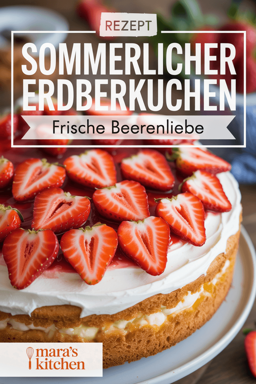 Sommerlicher Erdbeerkuchen: Fluffiger Biskuitboden & frische Beerenliebe - Kuchen Rezept