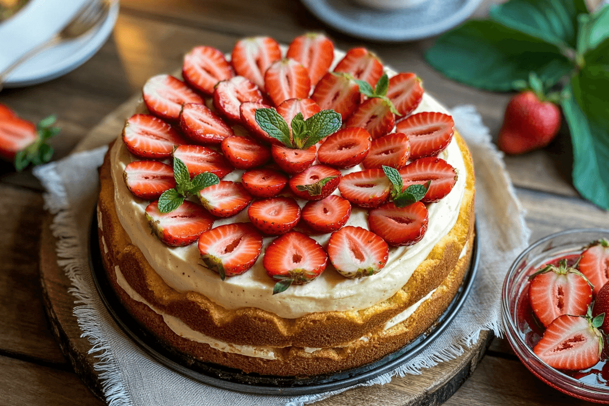 Sommerlicher Erdbeerkuchen: Fruchtig, cremig & unwiderstehlich leicht