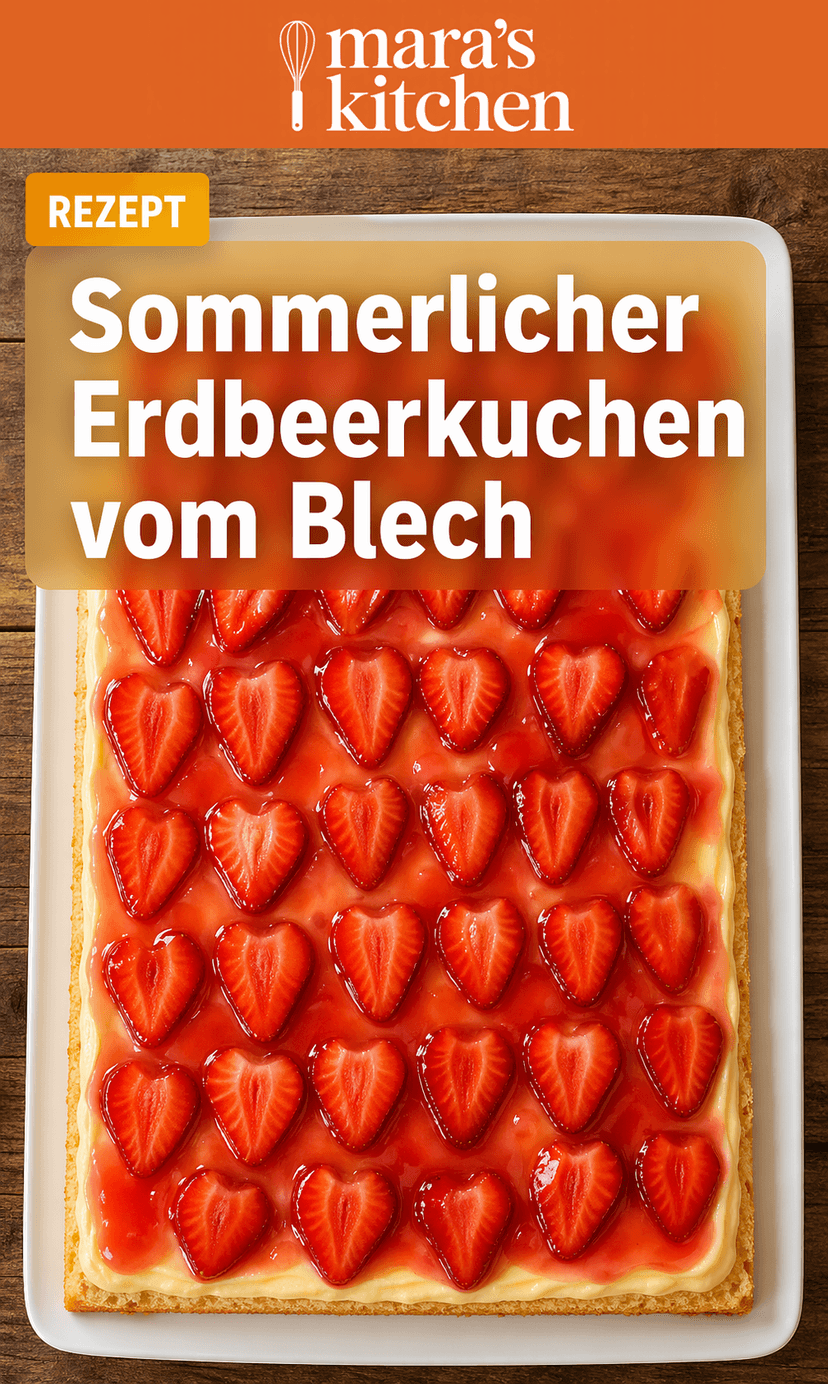 Sommerlicher Erdbeerkuchen vom Blech: saftig, cremig & unwiderstehlich frisch - Backen Rezept