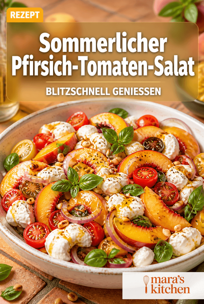 Sommerlicher Pfirsich-Tomaten-Salat: Fruchtig, frisch & mit cremigem Mozzarella - Salat Rezept