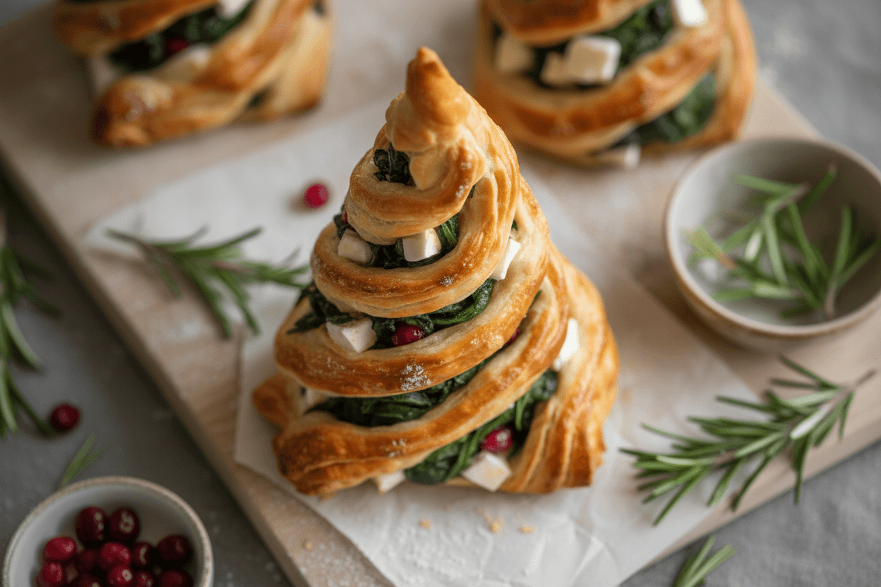 Spinat-Feta-Weihnachtsbaum aus Blätterteig