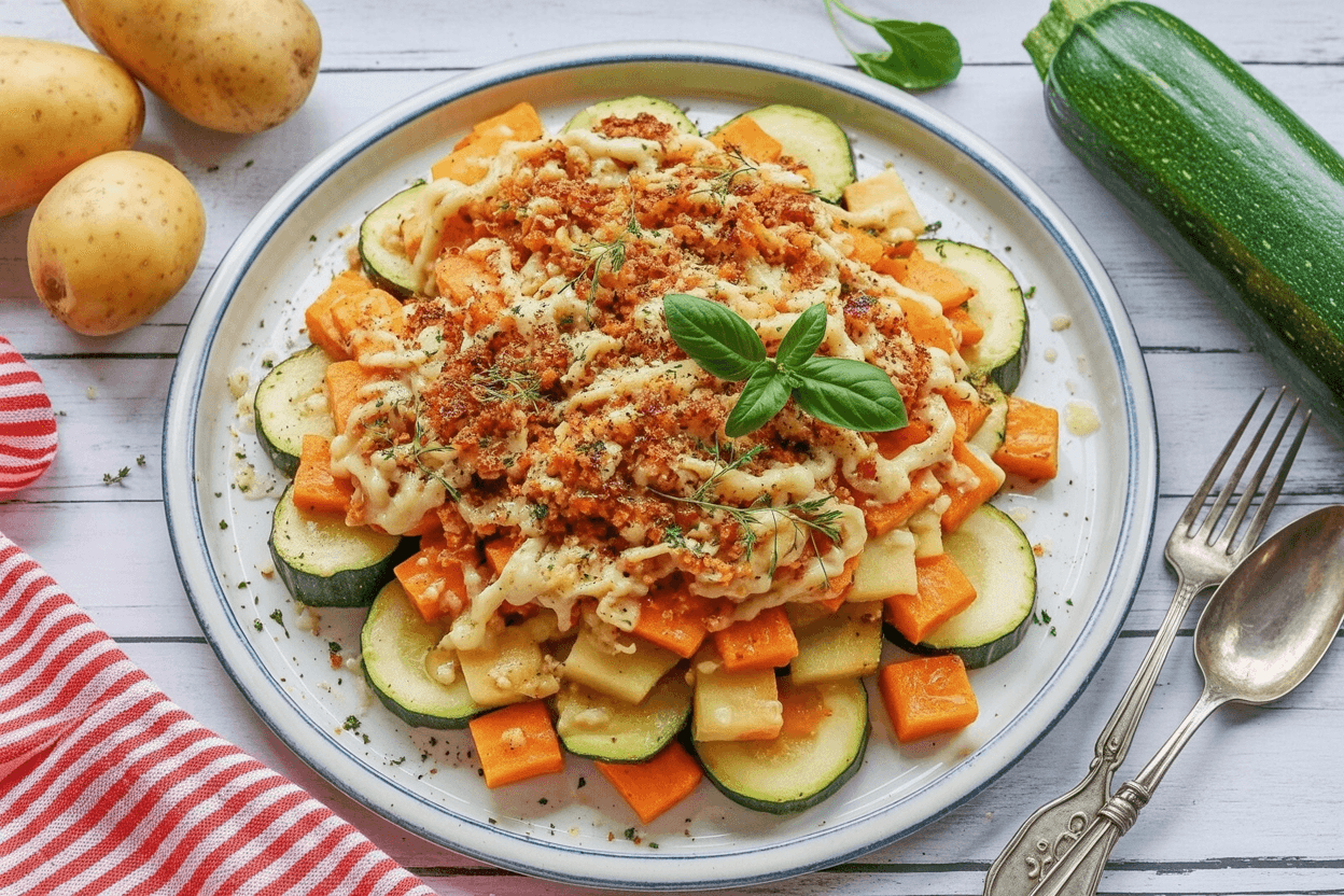 Süßkartoffel-Zucchini-Auflauf