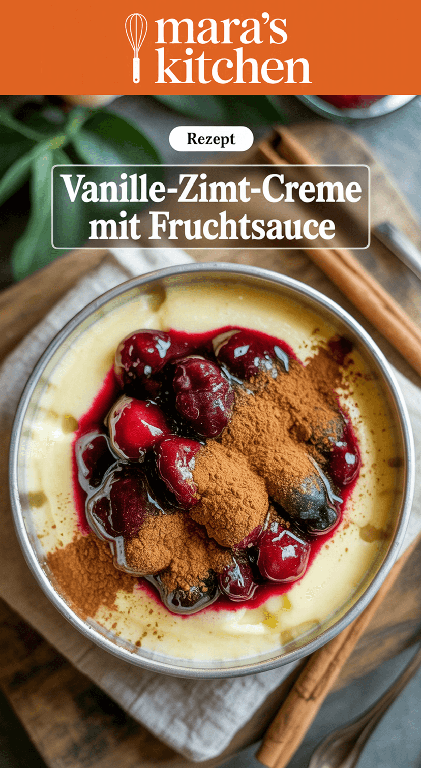 Vanille-Zimt-Creme mit Fruchtsauce - Dessert Rezept