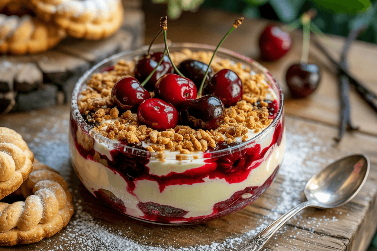 Vanillekipferl-Kirsch-Dessert