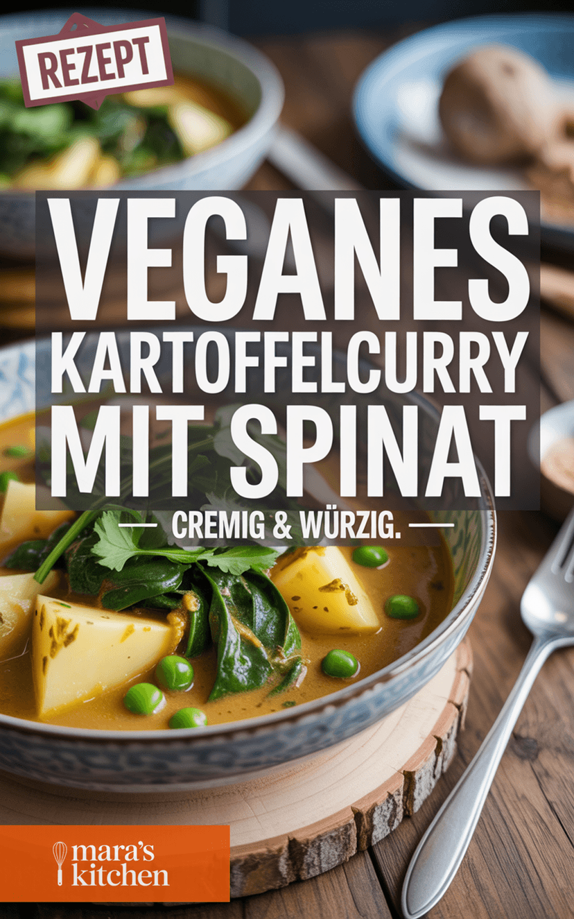 Veganes Kartoffelcurry mit Spinat und Erbsen - Hauptgericht Rezept