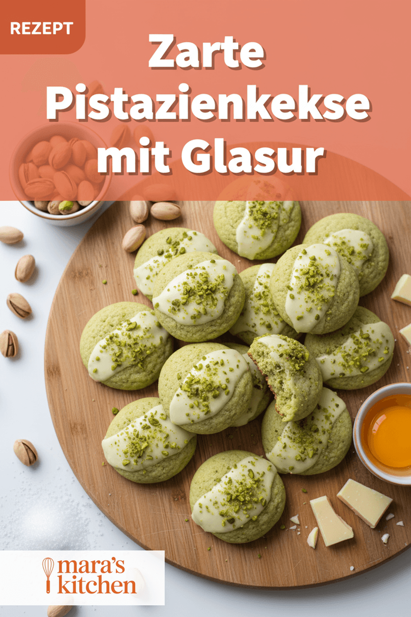 Weiche Pistazienkekse mit weißer Glasur - Dessert Rezept