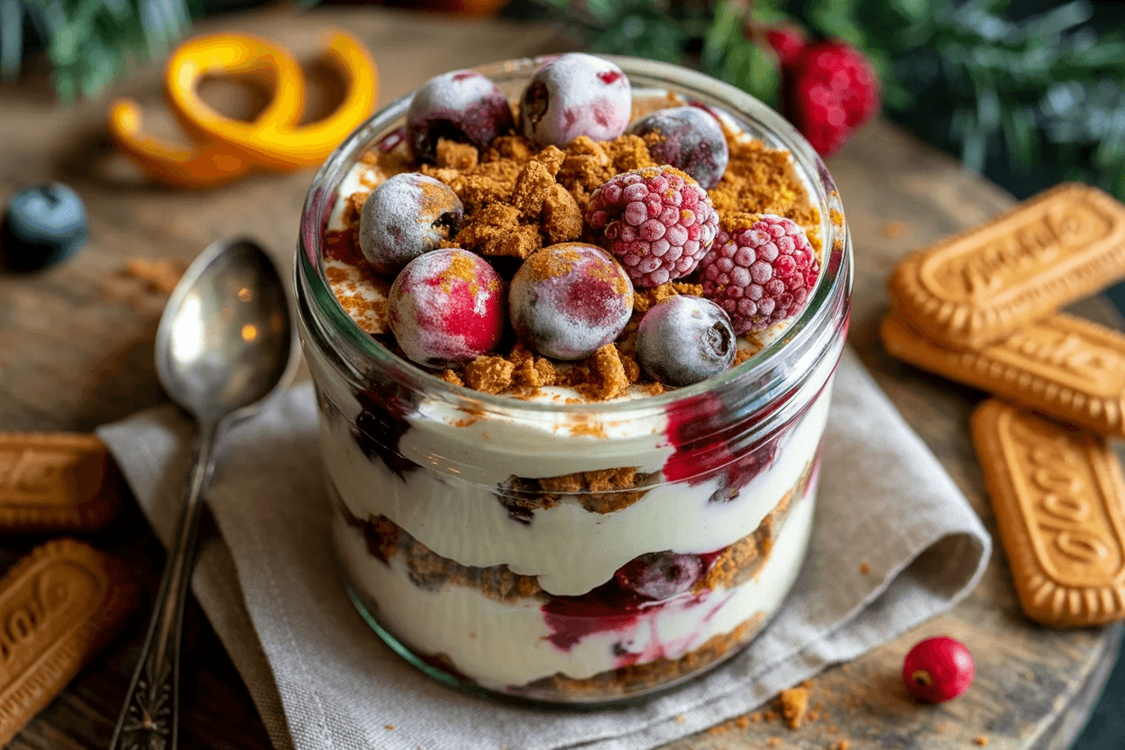 Winter-Schichtdessert mit Beeren und Zimt
