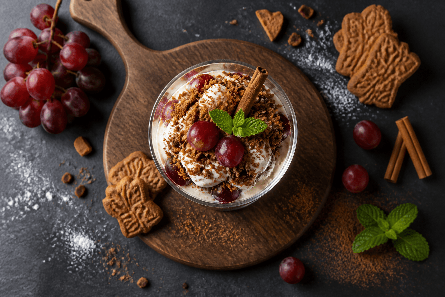 Wintertraum im Glas: Spekulatius-Trauben-Tiramisu für festliche Genussmomente