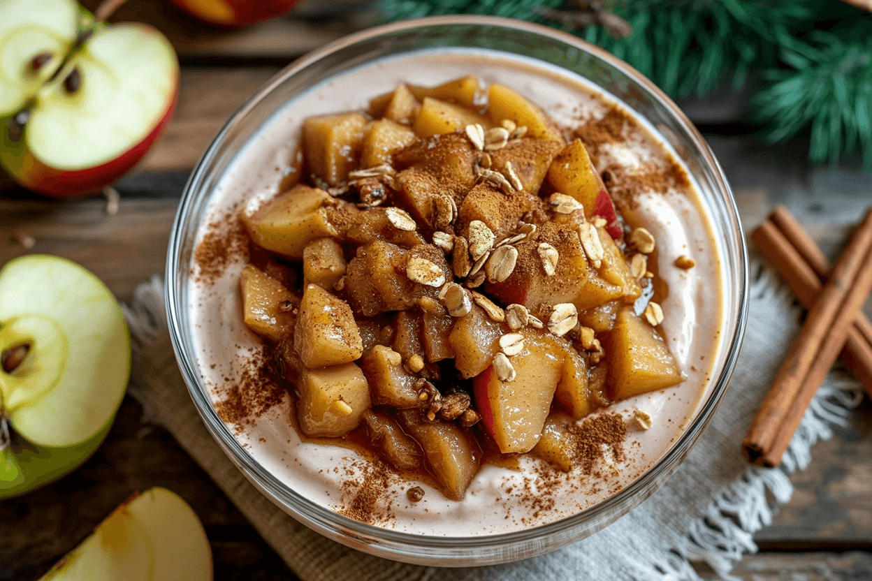 Zimt-Joghurt-Dessert mit Apfelkompott