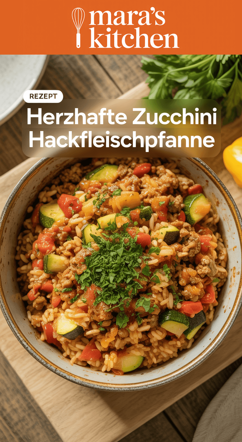 Zucchini Hackfleisch Pfanne mit Reis - Hauptgericht Rezept