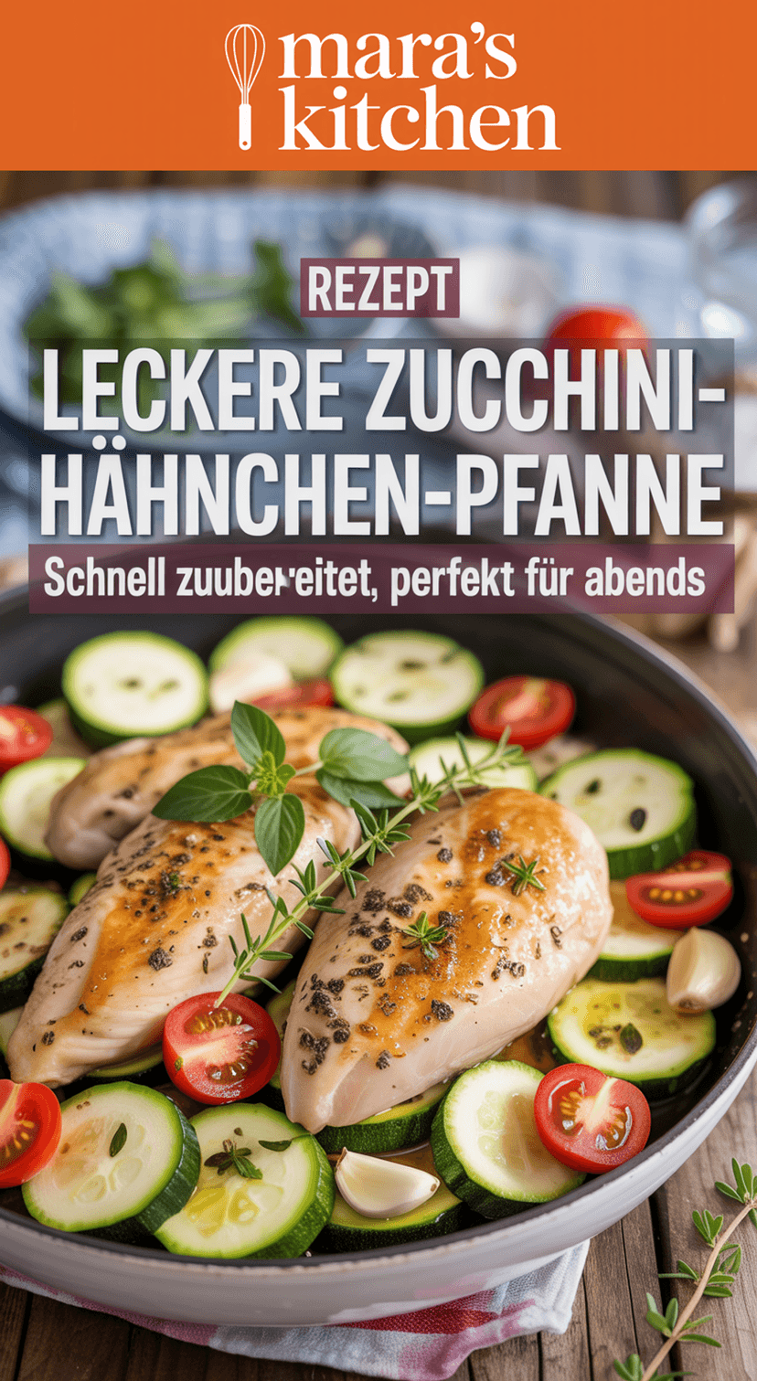 Zucchini-Hähnchen-Pfanne mit Knoblauch und frischen Kräutern - Hauptgericht Rezept