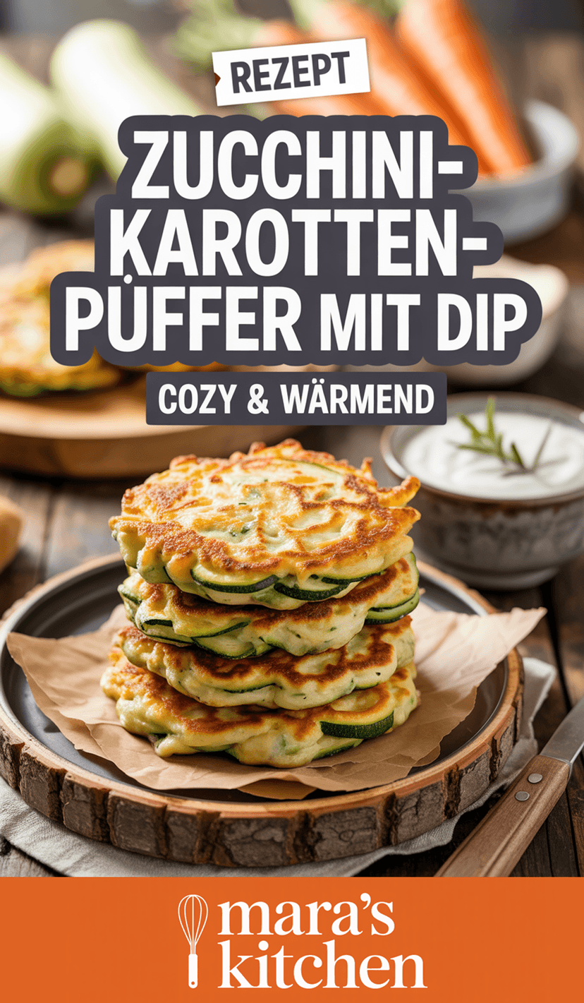 Zucchini-Karotten-Puffer mit Joghurt-Dip - Snack Rezept